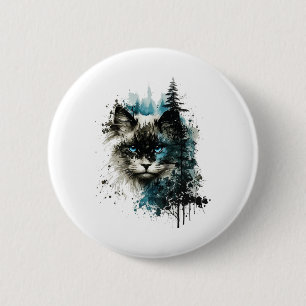 Chapa Redonda De 5 Cm Gato gato azul ojos gato Motiart Bosque gato gato