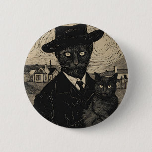Chapa Redonda De 5 Cm Gato gótico Vincent Van Gogh Gatos negros