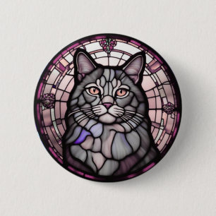 Chapa Redonda De 5 Cm Gato Gris 