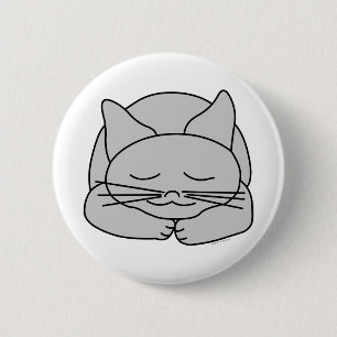 Chapa Redonda De 5 Cm Gato gris durmiente