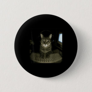 Chapa Redonda De 5 Cm Gato Hacker Meme Divertido Gato De Computadora Gat