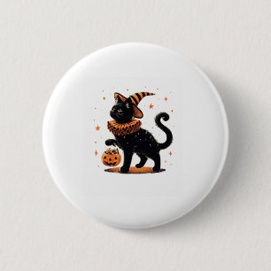 Chapa Redonda De 5 Cm Gato Halloween Funny Spookin Season Cat Witch Pump