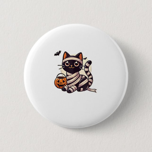 Chapa Redonda De 5 Cm Gato Halloween Mamá, niños gatos adorables (Anverso)