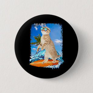 Chapa Redonda De 5 Cm Gato hawaiano adorable surfista amante del surf Pl