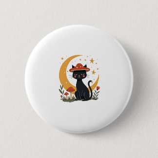 Chapa Redonda De 5 Cm Gato Hongo Sombrero Cottagecore Gatito Gata Mujere