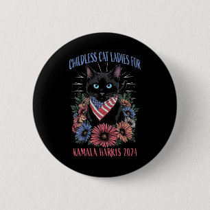 Chapa Redonda De 5 Cm Gato Infantil Damas Para Kamala Harris 2024 Electi