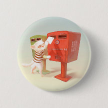 Gato intentando poner una postal en el buzón