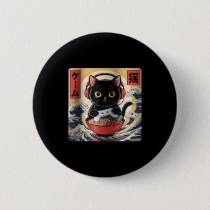 Chapa Redonda De 5 Cm Gato japonés retro de ramen divertido kawaii lindo