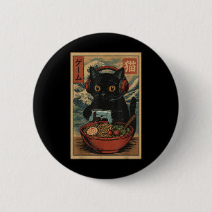 Chapa Redonda De 5 Cm Gato japonés retro divertido de ramen kawaii lindo