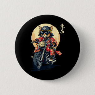 Chapa Redonda De 5 Cm Gato japonés samurai guerrero gato tattoo Kawaii N