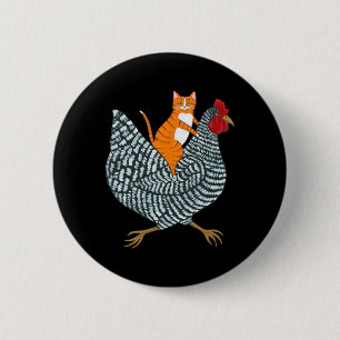 Chapa Redonda De 5 Cm Gato Jengibre Divertido Naranja Gatito Pollo Paseo