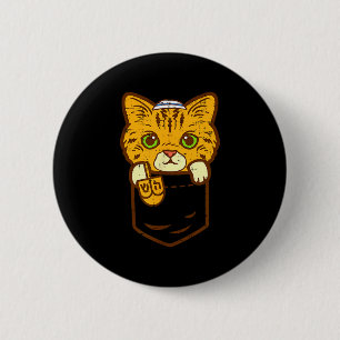 Chapa Redonda De 5 Cm Gato Judío Cket Gatito Menorá Hanukkah Pijama Ch