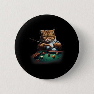 Chapa Redonda De 5 Cm Gato Jugando Pool Billiards Guay Funny Cats Hombre