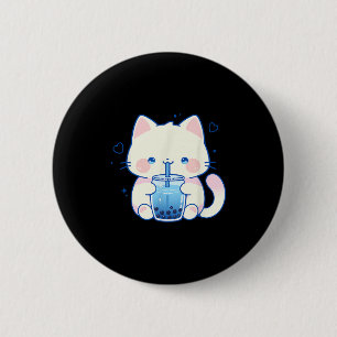 Chapa Redonda De 5 Cm Gato Kawaii Boba Japonés Chica Anime Estética Lind