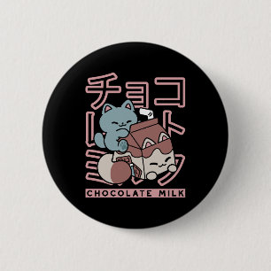 Chapa Redonda De 5 Cm Gato Kawaii con Leche de Chocolate – Arte Pop Japo