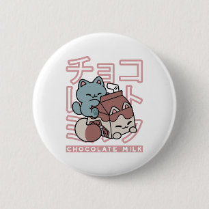 Chapa Redonda De 5 Cm Gato Kawaii con Leche de Chocolate – Arte Pop Japo