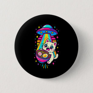 Chapa Redonda De 5 Cm Gato Kawaii Divertido Ramen Ovni Anime Japonés Muj