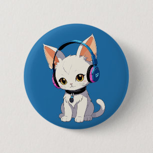 Chapa Redonda De 5 Cm Gato Kawaii Perfecto