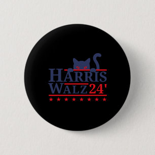 Chapa Redonda De 5 Cm Gato Lady For Kamala Harris Tim WAlzheimer 2024
