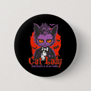 Chapa Redonda De 5 Cm Gato Lady Halloween Femindless Cat Ladies H