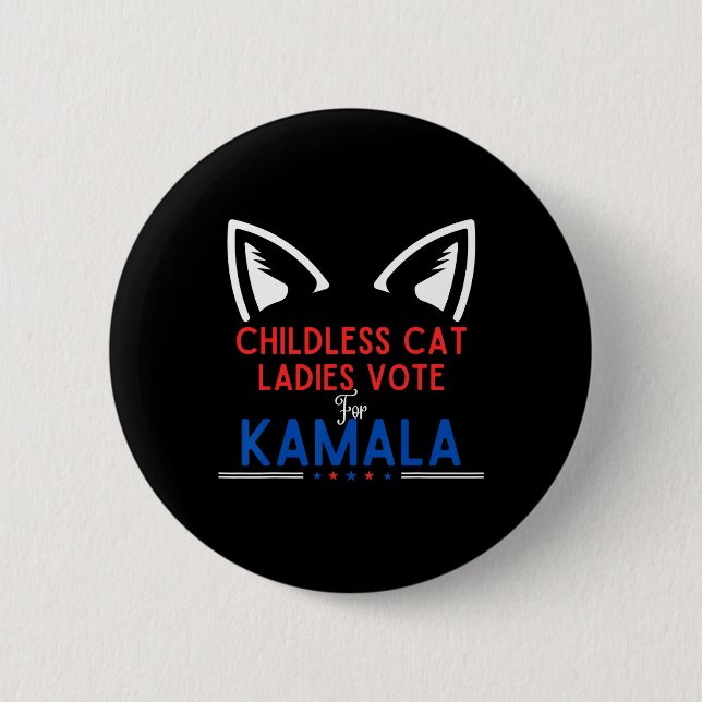 Chapa Redonda De 5 Cm Gato Lady Votando Kamala Harris Perro Mamá Vota Az (Anverso)