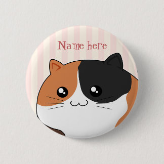 Chapa Redonda De 5 Cm Gato lindo del gatito del calicó de Kawaii