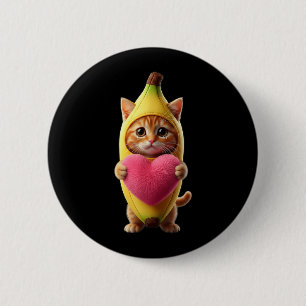 Chapa Redonda De 5 Cm Gato Lindo Plátano Corazón Divertido Sarcástico Br
