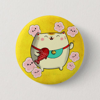 Chapa Redonda De 5 Cm Gato maneki neko redondo