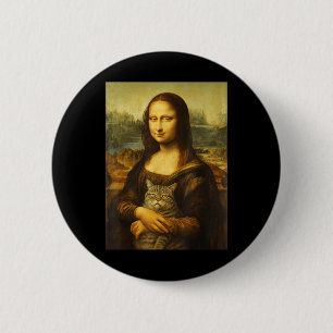 Chapa Redonda De 5 Cm Gato Mona Lisa Para Amantes de los Gatos