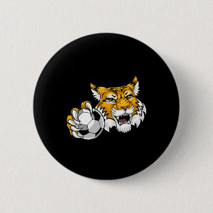 Chapa Redonda De 5 Cm Gato montés Bobcat Lince Puma Fútbol Ll Personaje