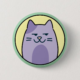 Chapa Redonda De 5 Cm Gato Morado Divertido Con Ojo de Reojo