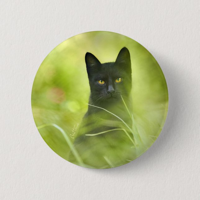 Chapa Redonda De 5 Cm Gato negro (Anverso)