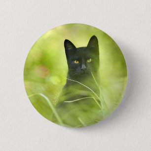 Chapa Redonda De 5 Cm Gato negro