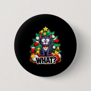 Chapa Redonda De 5 Cm Gato negro divertido árbol de Navidad Merry Xmas H