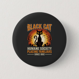 Chapa Redonda De 5 Cm Gato Negro Halloween Familiar Antiguo Cementerio D