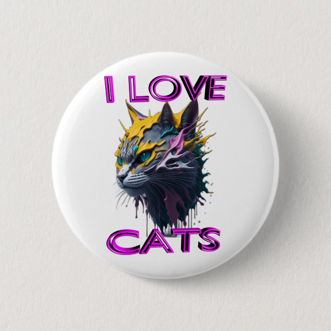 Chapa Redonda De 5 Cm Gato negro lindo 1 (Anverso)