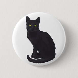 Chapa Redonda De 5 Cm Gato negro real