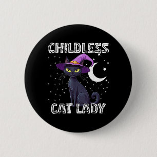 Chapa Redonda De 5 Cm Gato Negro Sombrero de Bruja Espeluznante Señora G