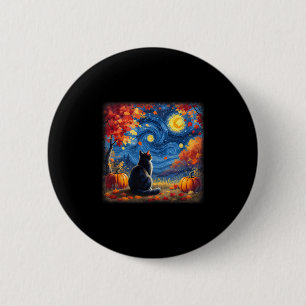 Chapa Redonda De 5 Cm Gato Noche Estrellada Van Gogh Amante Gatos Día de
