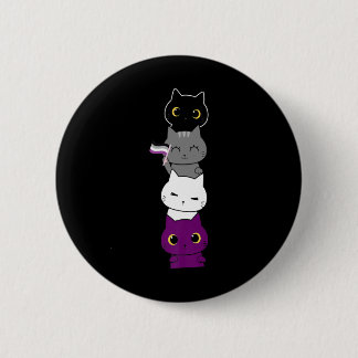 Chapa Redonda De 5 Cm Gato Orgullo asexual Bandera de arroz animal amant