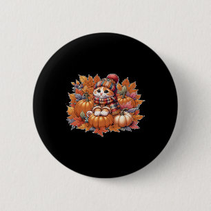 Chapa Redonda De 5 Cm Gato-otoño-hojas-hola-otoño-gato-gatito-amante-tha