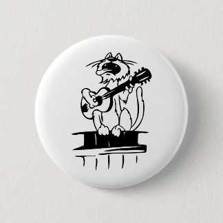 Chapa Redonda De 5 Cm Gato que toca la guitarra