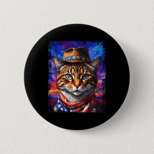 Chapa Redonda De 5 Cm Gato Retro Usa Bandera Estadounidense Kitten Kitty