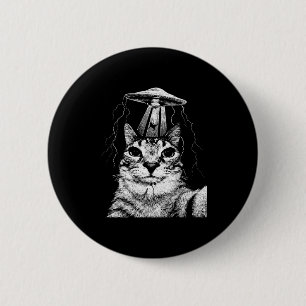 Chapa Redonda De 5 Cm Gato selfie ovni vintage meme divertido amante de