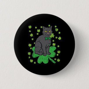 Chapa Redonda De 5 Cm Gato Shamrock St Patricks Día 4 Hombres Tramposo D