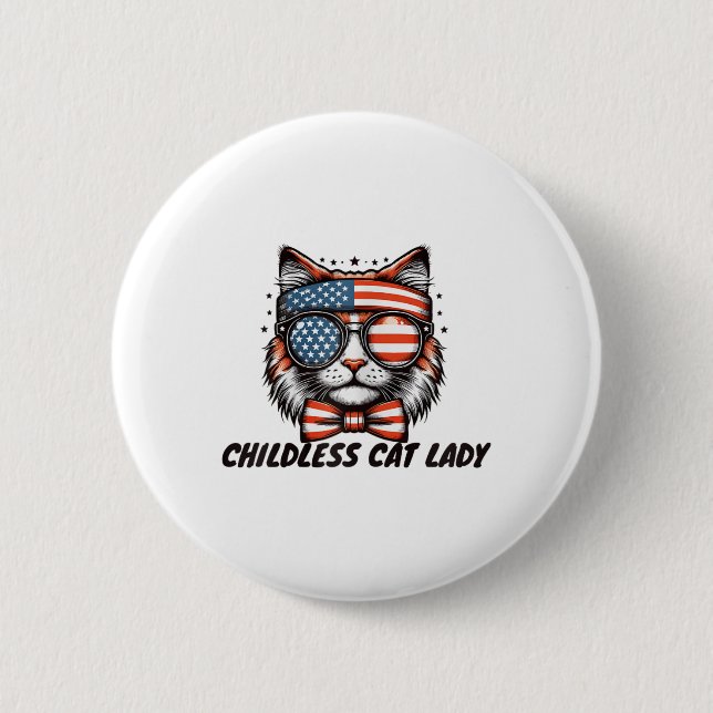 Chapa Redonda De 5 Cm Gato sin hijos Lady Shirt Gato sin hijos (Anverso)