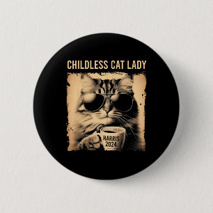 Chapa Redonda De 5 Cm Gato sin hijos Lady Vintage - Café Cat Kamala 202