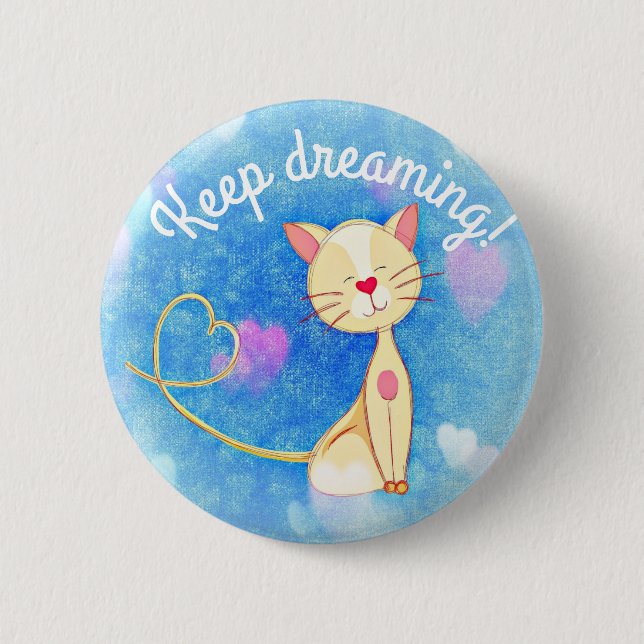 Chapa Redonda De 5 Cm Gato soñador (Anverso)
