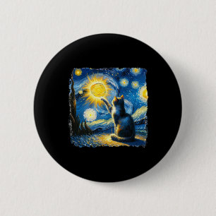 Chapa Redonda De 5 Cm Gato Starry Night Van Gogh Cat Para Gato Que Perte