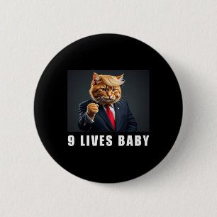 Chapa Redonda De 5 Cm Gato Trump 9 Vidas Por Trump 2024 Victoria Ganador